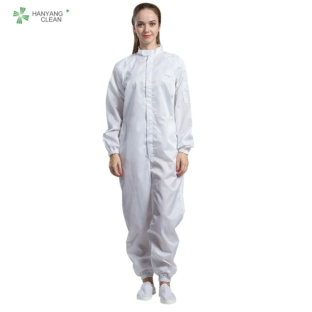 H-1108 Autoclavable Antistatic ESD Cleanroom Jumpsuit Coveralls with Caps Lint-Free Lightweight Unisex Design