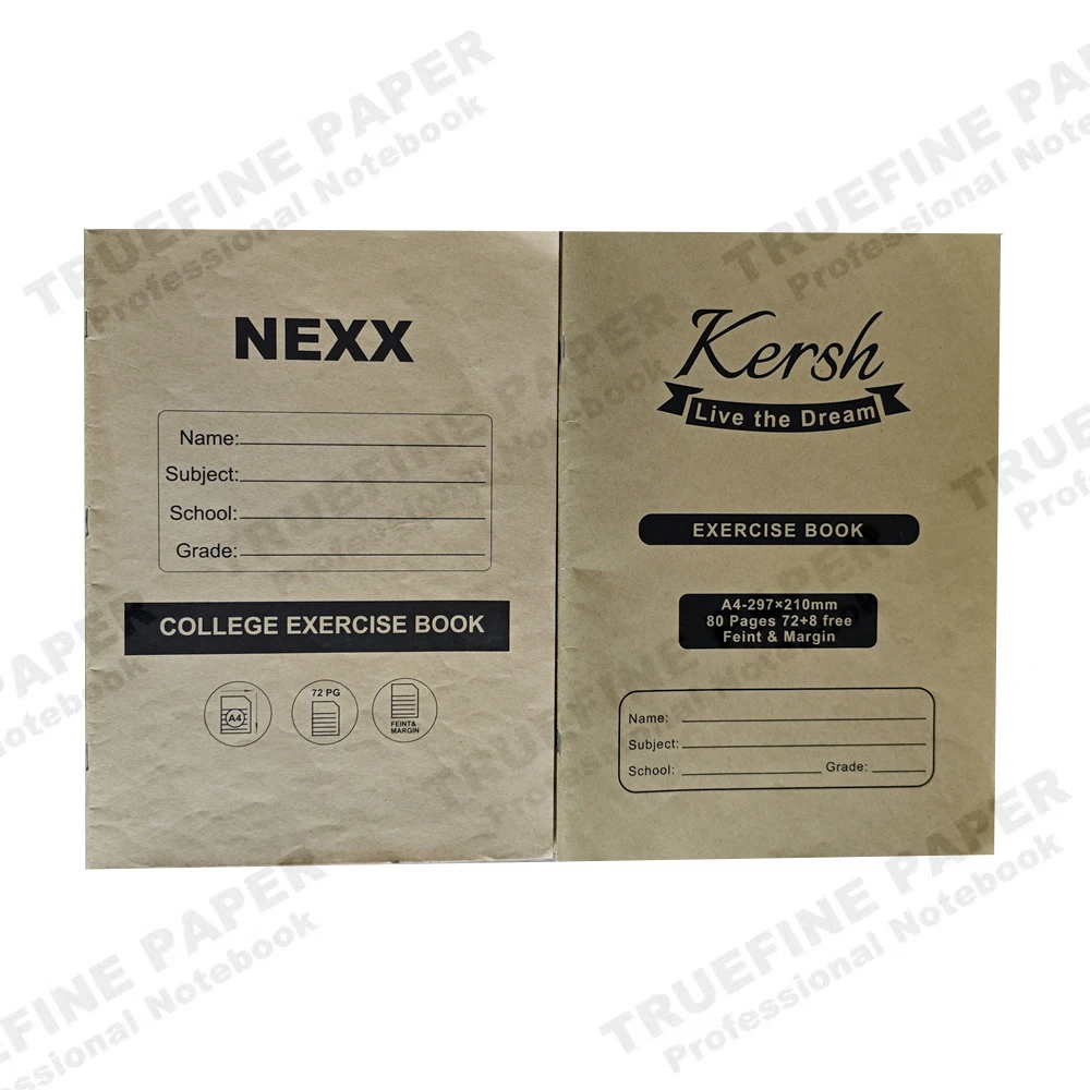 Customized Soft Cover College Student Exercise Book A4 Exercise Book Feint & Margin 72 Pages