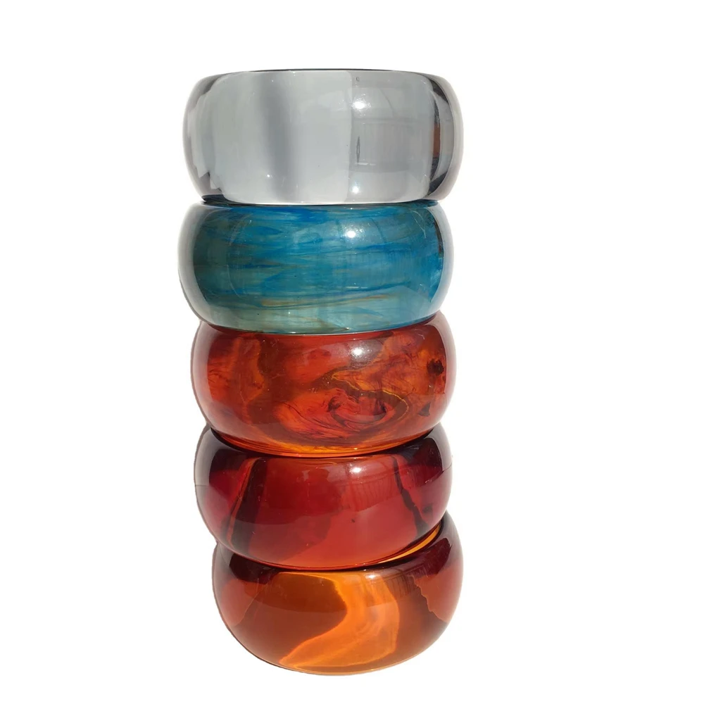 UJBOX Wide Chunky Acrylic Bracelets for Women Colorful Plastic Wrist Jewelry Accessories