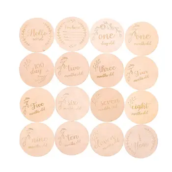 Wooden Baby Monthly Milestone Discs Pregnancy Announcement Cards New Born Birth Stickers Shower Gift Set Photo Prop