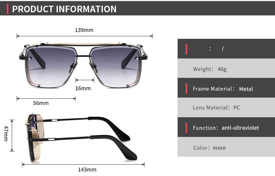 Men's Square Metal Sunglasses | UV400 Protection Fashion Eyewear