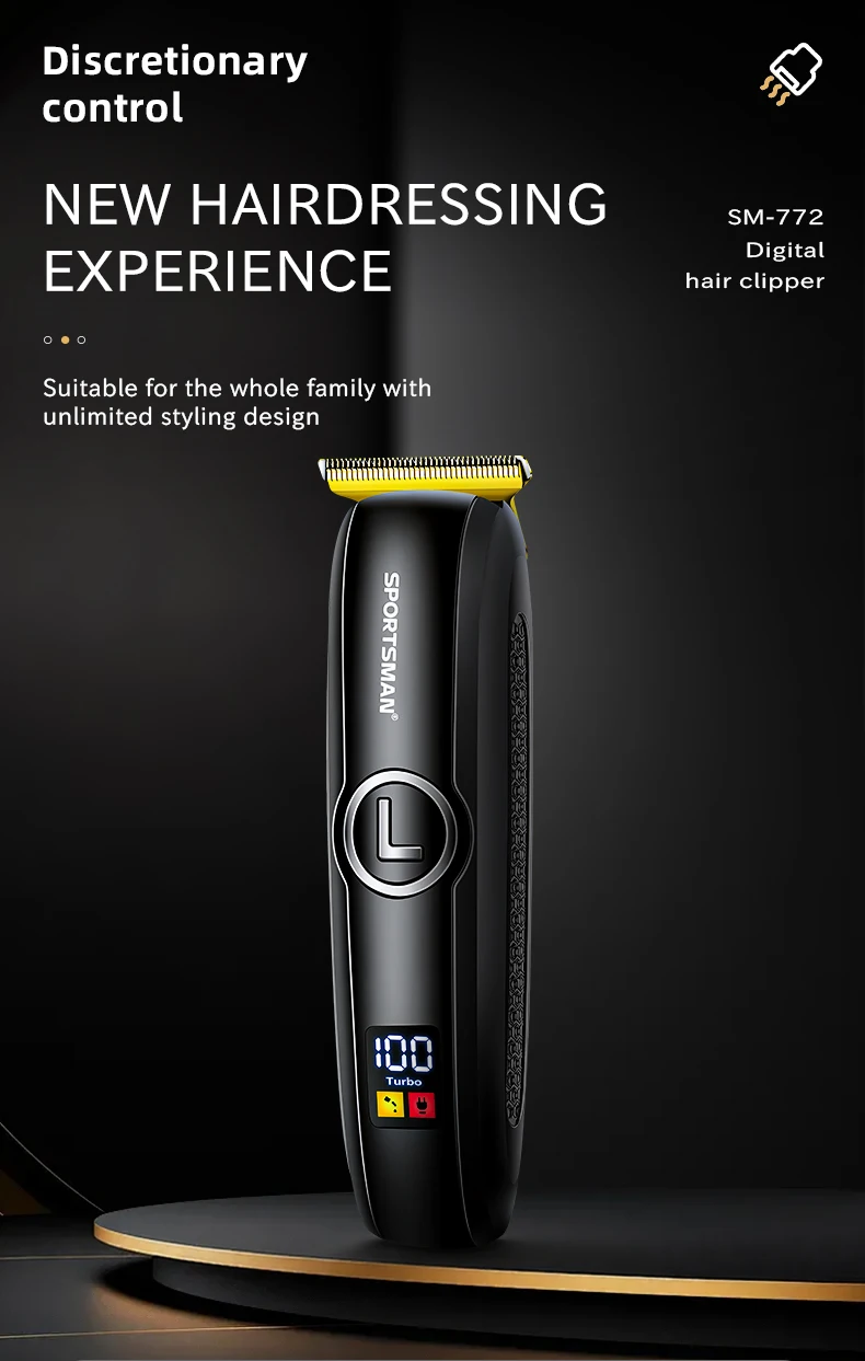 Professional Electric Hair for & Trimmer Stainless Steel Blades IPx4 Waterproof LCD Display High Power for Home Salon Use
