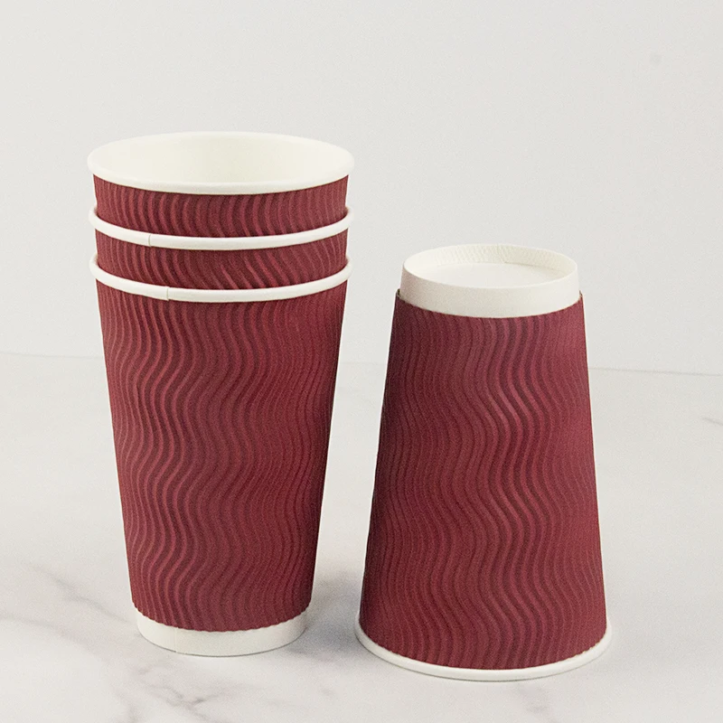 Одноразовая чашка для горячего чая, картонная волнистая гофрированная стенка, бумажная чашка с защитой от ожогов