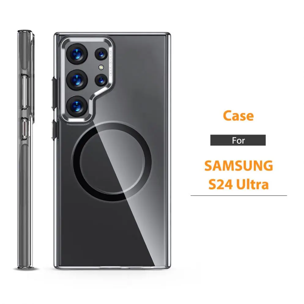 Clear Case for Samsung Galaxy S24 Plus Ultra S24+ Camera Protector Magnetic Ring Phone Transparent Hard Pc  Wls83 Wlons
