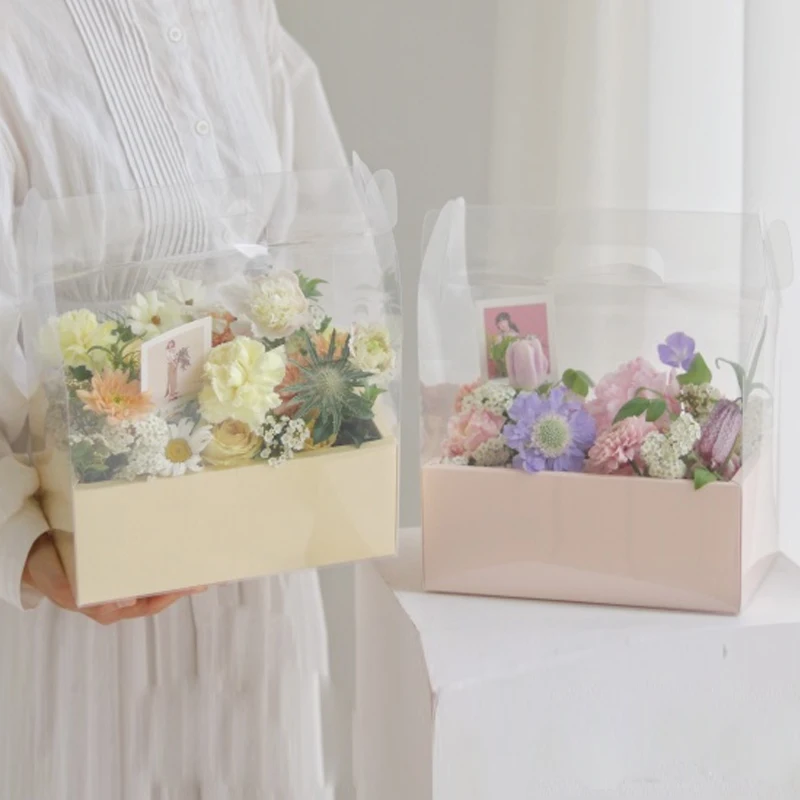 PVC Mini Cake With  Flower Boxes  Gift Packaging  Box