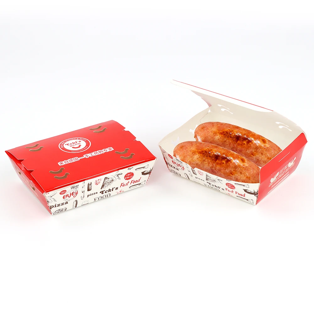 Custom White Cardboard Recycled Hot Dog Fried Chicken Paper Box Packaging Container with Foil for Corn Fast Food Custom Logo