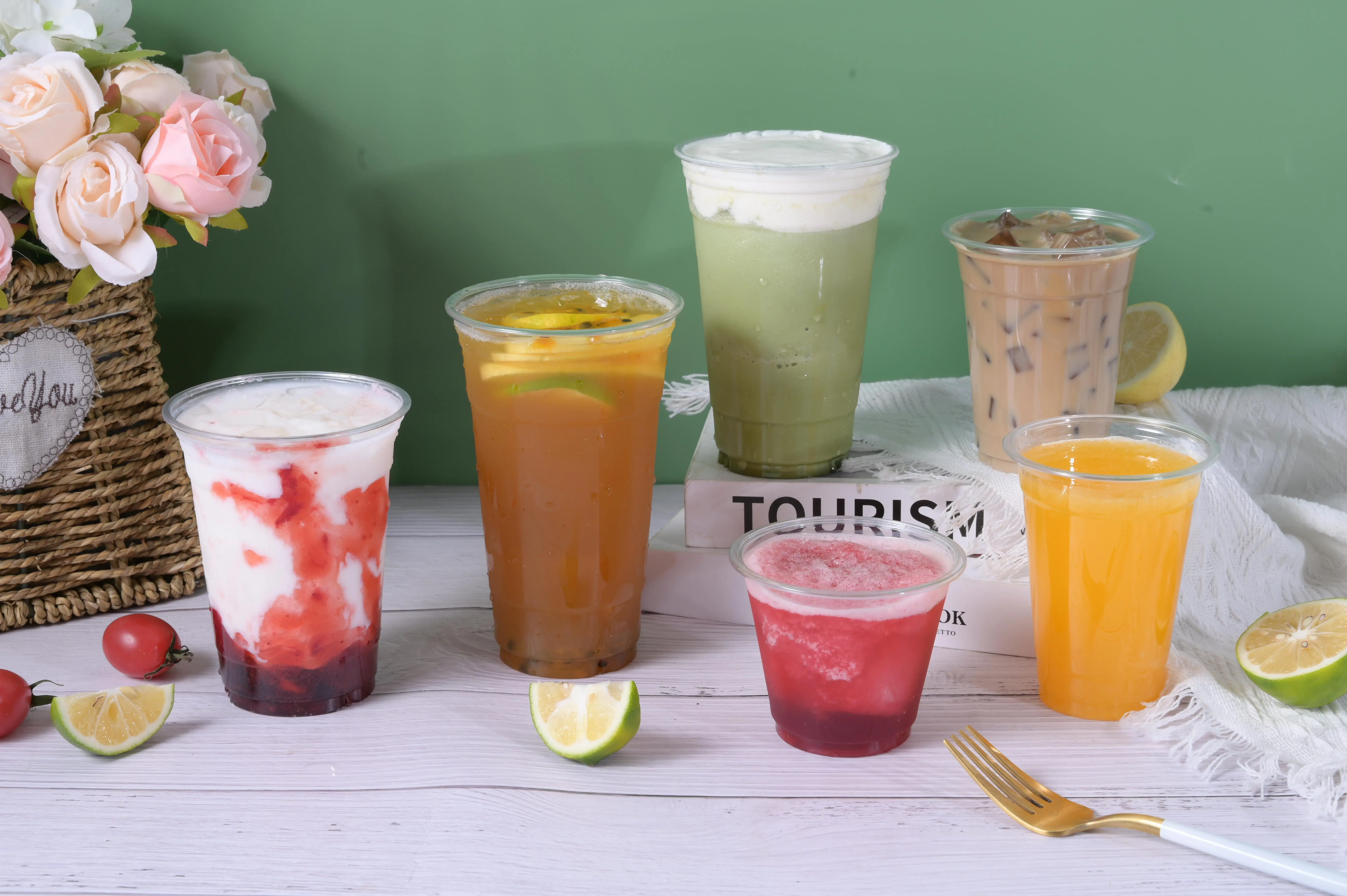 14oz 16oz Plastic Bubble Tea Cups Plastic Takeaway Cup Disposable