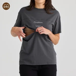 High Quality Maternity Clothing 100%cotton Tees Breastfeeding T-shirt Custom Casual Mommy Short Sleeves