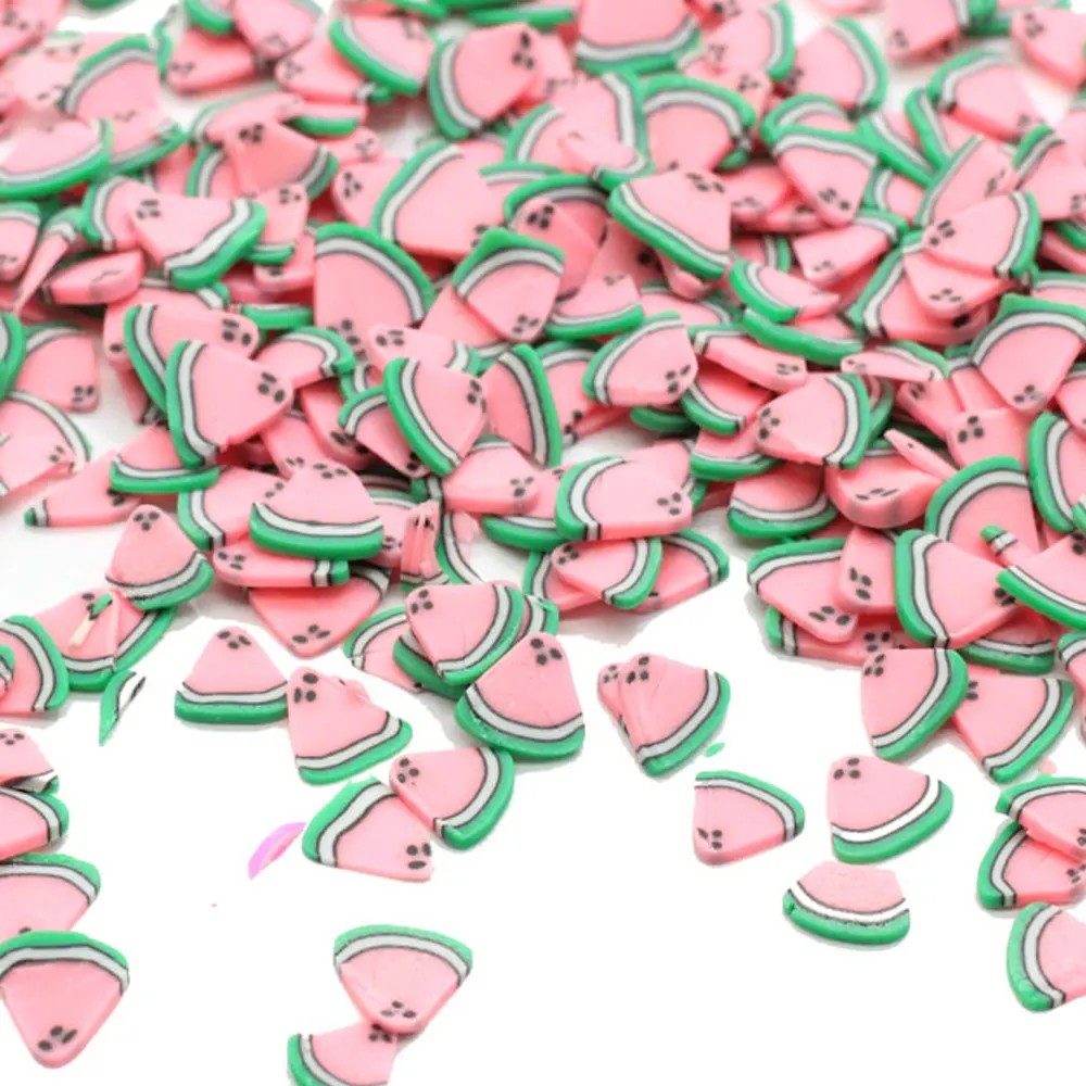 Simulation Pink Watermelon Clay Slice Polymer Clay Fruit Nail Art Decoration DIY Accessories Christmas Ornament
