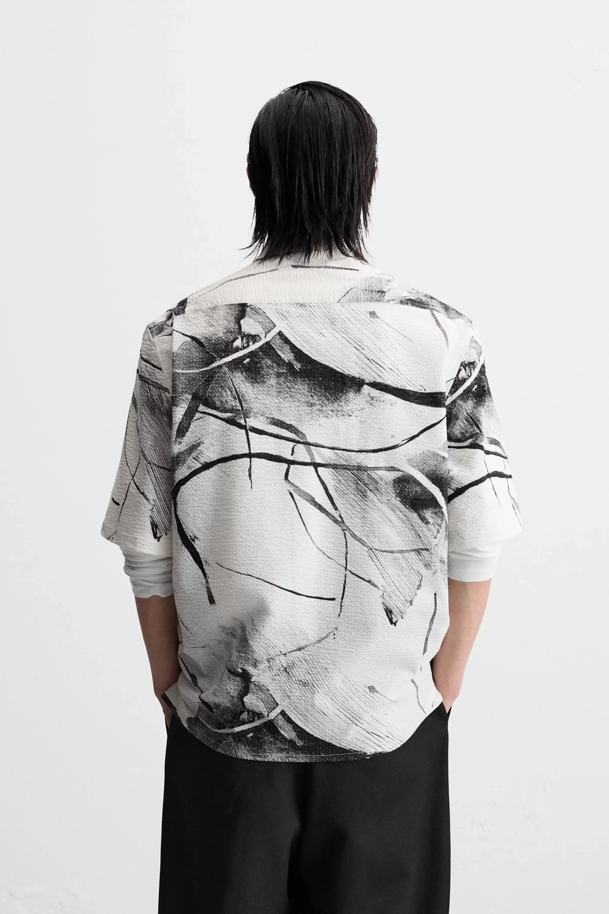 TAOP&ZA 2025 Summer Men's New Fashion Loose Cool Print Button-down Closed Lapel Short-sleeved Shirt 7380554