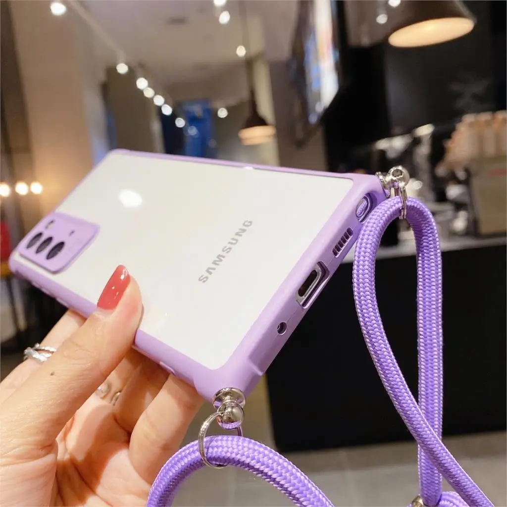 Strap Cord Chain Phone Case For Samsung Galaxy Note 20 Ultra S20 S10