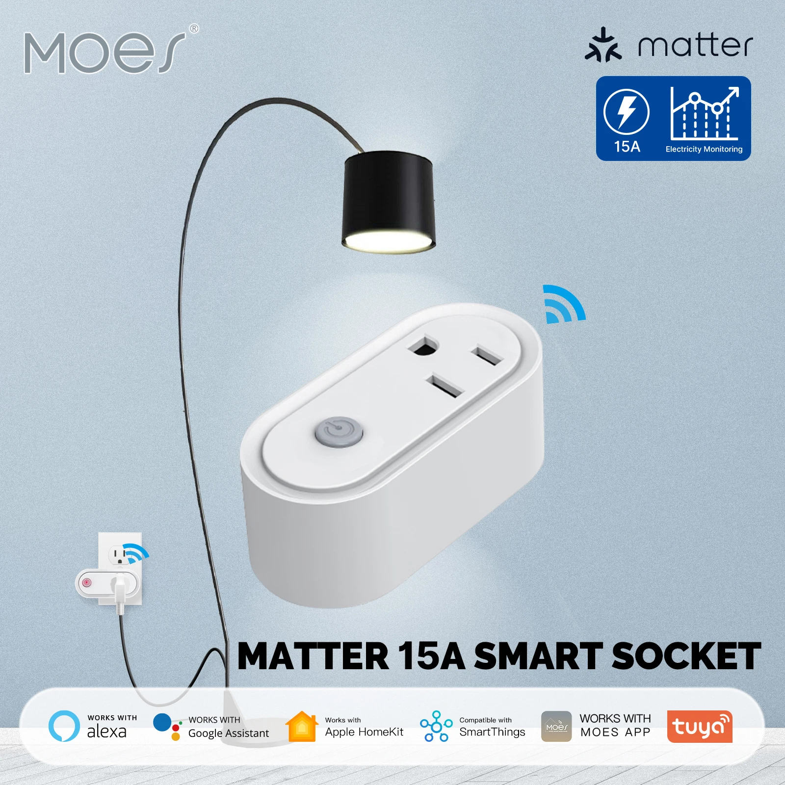 Moes WiFi Smart Wall Outlet Receptacle 15A USB Type C/A Socket Alexa Google App