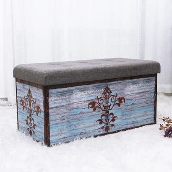 Customized Popular Long Bench Button Design Colourful Folding Storage Sleeper Ottoman Bench