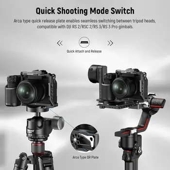 NEEWER X-S20 Camera Cage, Full Access Protective Metal Video Rig With Grip, NATO Rail, 3/8" ARRI, Cold Shoe, Anti Twist Arca detail image