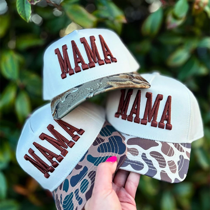 Two-Tone Camo Floral Brim Trucker Hat with Snapback Custom Two Tone Floral Camo Snapback Hat Comfortable  main image 4
