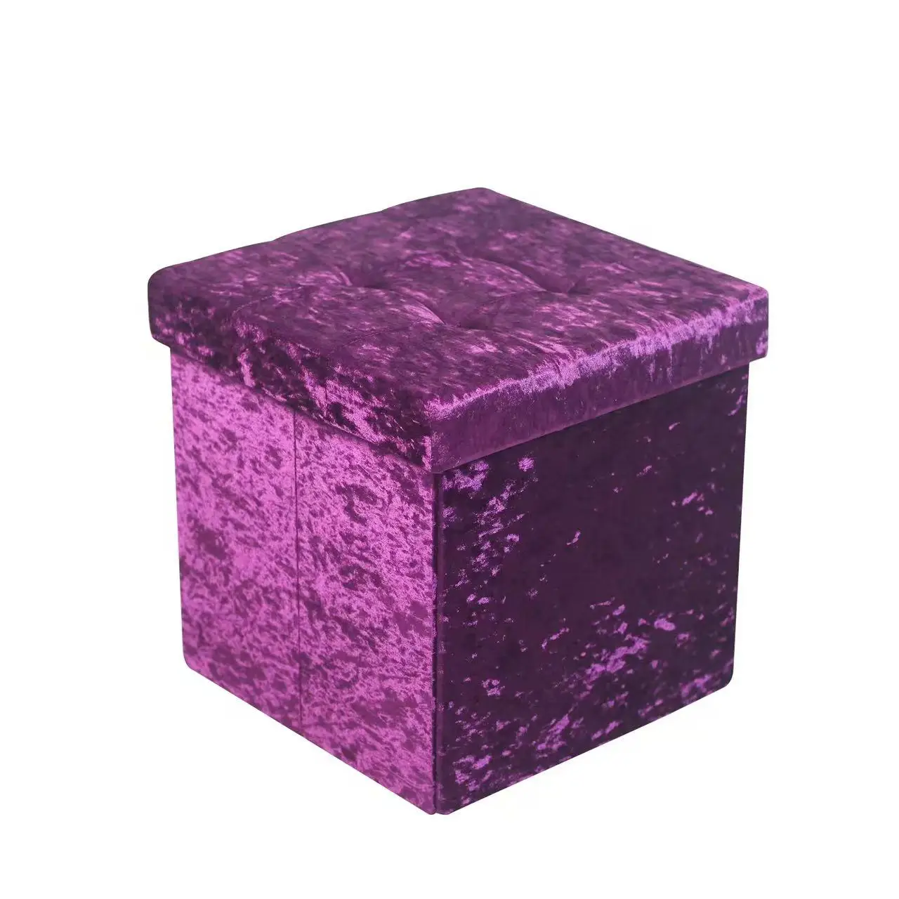 Factory Wholesale Customizable Foldable Modern Portable Soft Square Diamond Velvet Storage Stool for Living Room Furniture