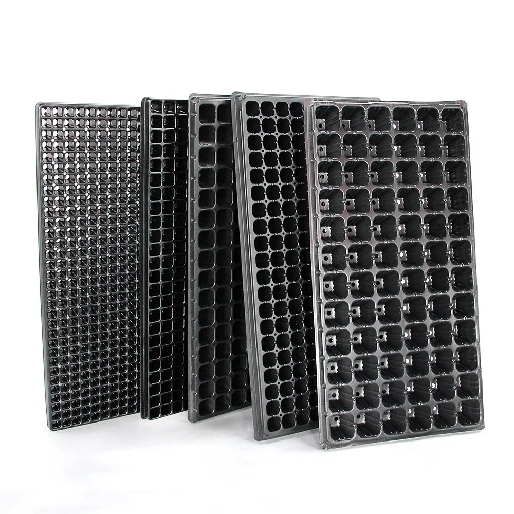 Large Deep 72 Cell PS Black Plastic Forest Nursery Seedling Trays with Lid for Tree Seed Propagation