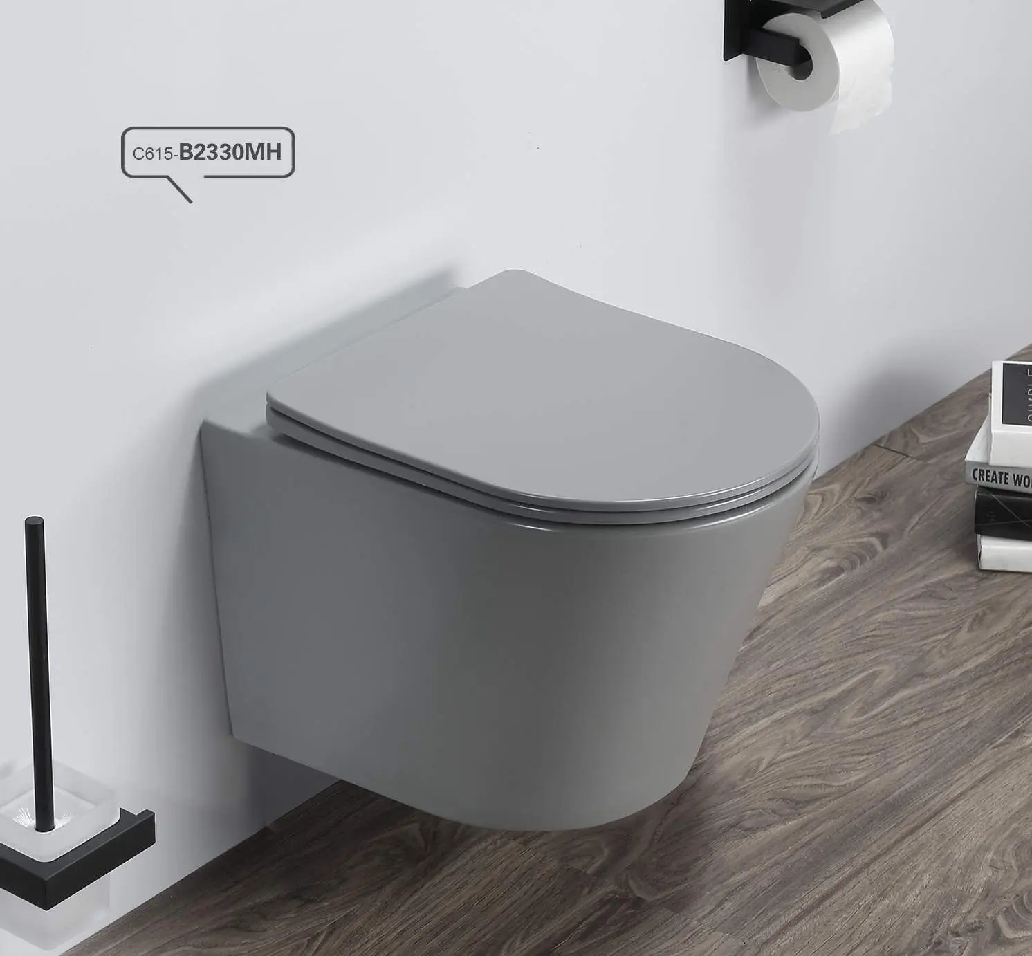 BL13 BLACK MATTE RIMLESS WALL HUNG TOILET - BathLine