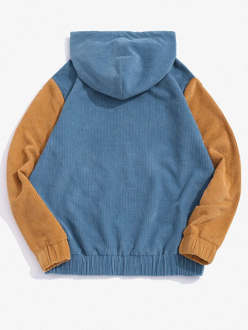 Custom Vintage Corduroy Color Blocking Hoodie For Men Oem