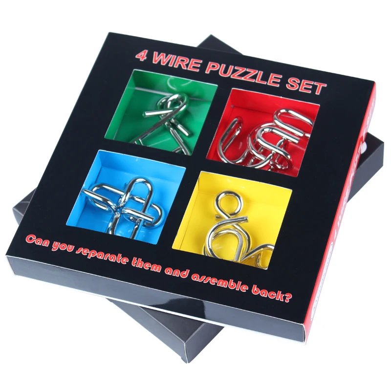 144 Metal Wire Puzzle Set Brain Teaser IQ Test Unlock Game Kids Toy Party  Bulk