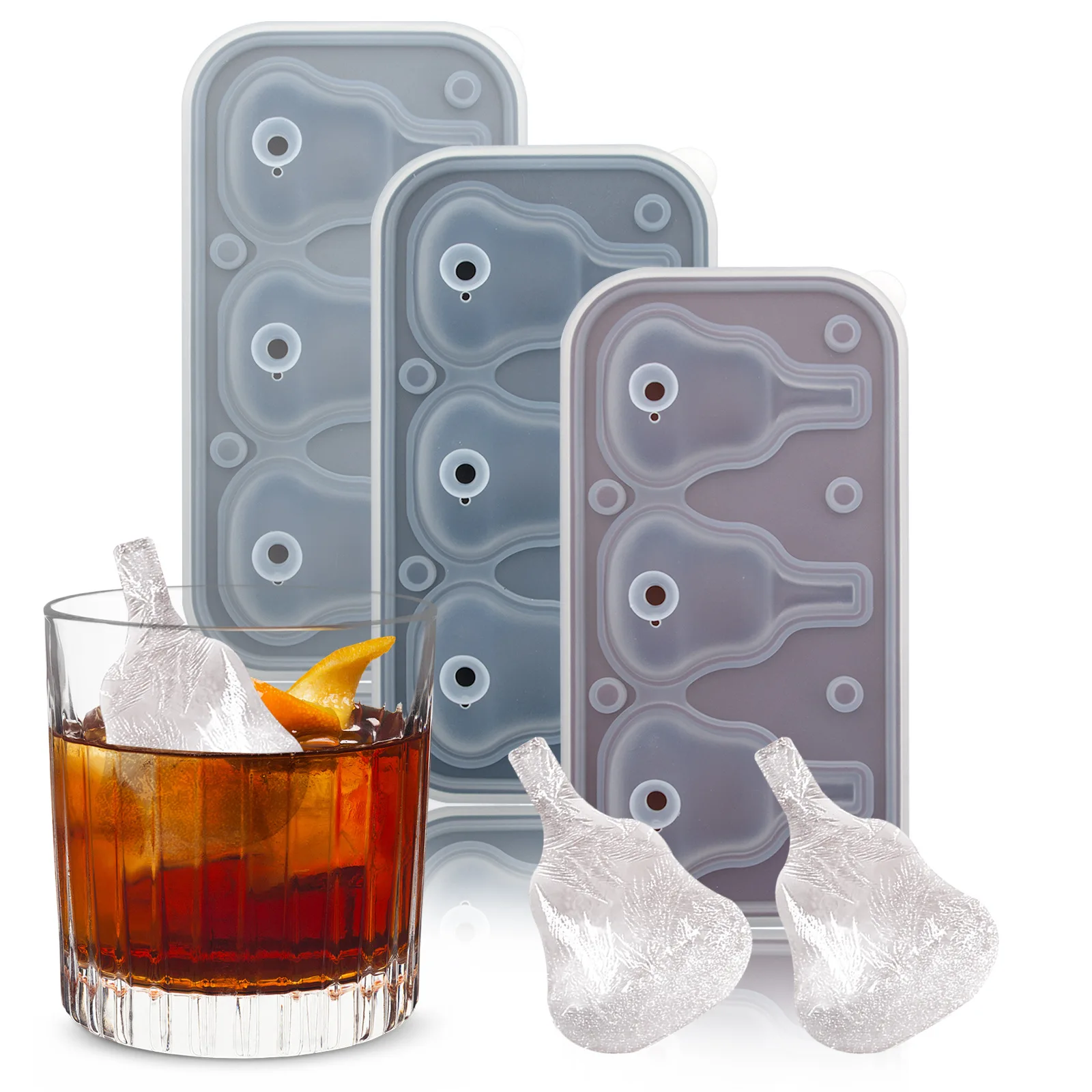 Silicone Ice Cube Mold, Whiskey Bottle Shaped Ice Tray Food-Grade Reusable Ice Mould for Cocktail Drinks, BPA Free Bar Accessory details