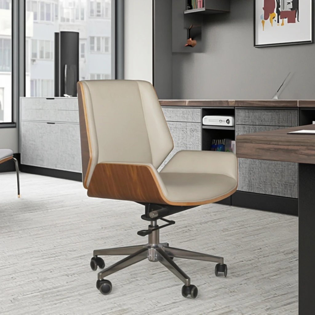 Compact Guest Chair Waterfall Seat Edge Fixed Base Design Space Saving Solution 6