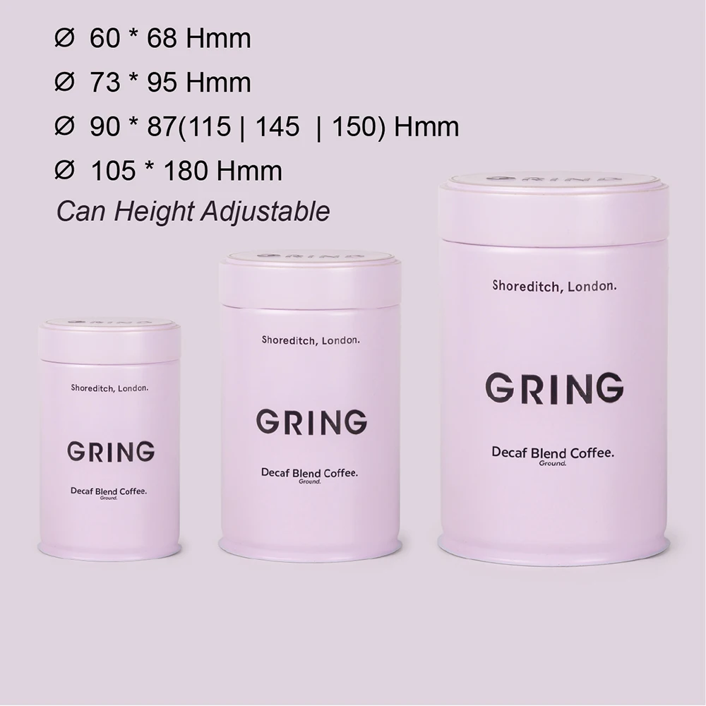 Custom emboss pink food grade tea powder tin cylinder coffee tea jar airtight packaging round metal tea tin canister factory