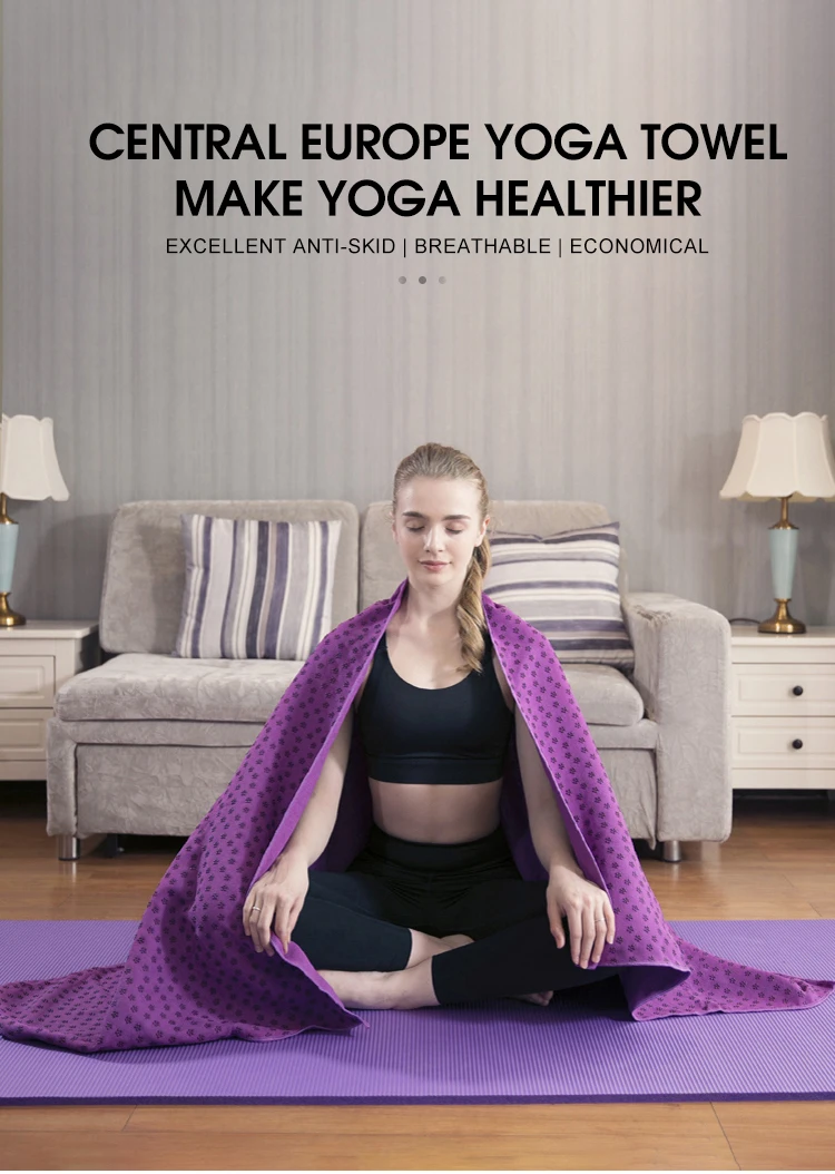 Wholesale 6-Color Non-Slip Microfiber Yoga Mat Fitness Gym Towel Back Flower Dot Design Outdoor Sports Polyester Material Custom supplier