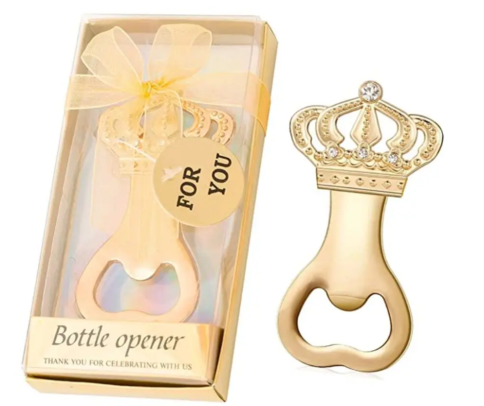 1pcs Crown Gold LXSLFY Gold Beer Opener Baby Shower Return Gift for Guest Supplies Crown Shape Beer Opener Party Gift Wedding Birthday Decoration 