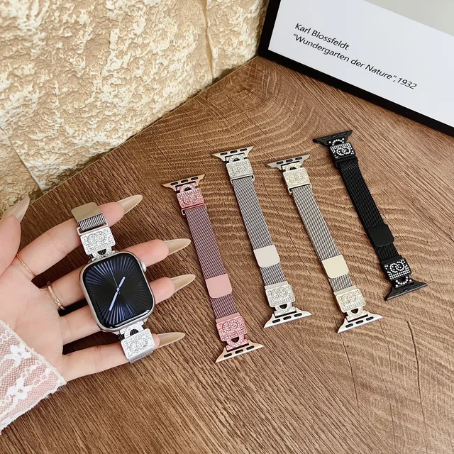 Luxury Metal Slim Milanese Mesh Loop Band for Apple Watch Series 10 9 8 SE Replacement Metal Strap