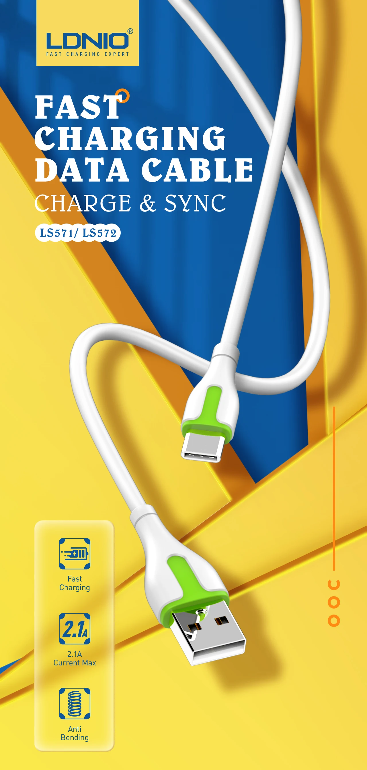 Ldnio Ls571 Universal Usb Data Sync Cables For Iphone Type C Cable Fast