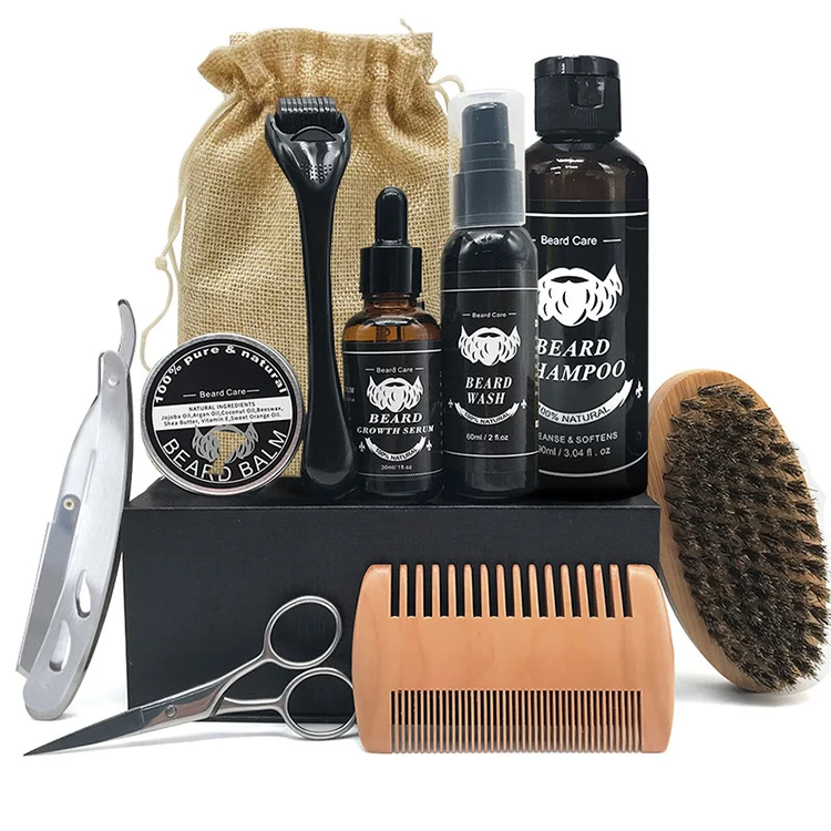 Low Moq Mens Beard Care Set Kit Mens Grooming Kit Private Label Beard Oil Balmbeard Growth Oil