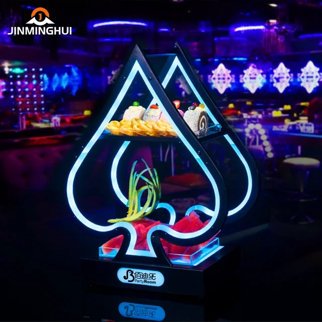 Custom Logo Acrylic Metal Snack Platter LED Flashing Fruit Tray for Hotel Events Weddings Bar Lounges Nightclubs Restaurants