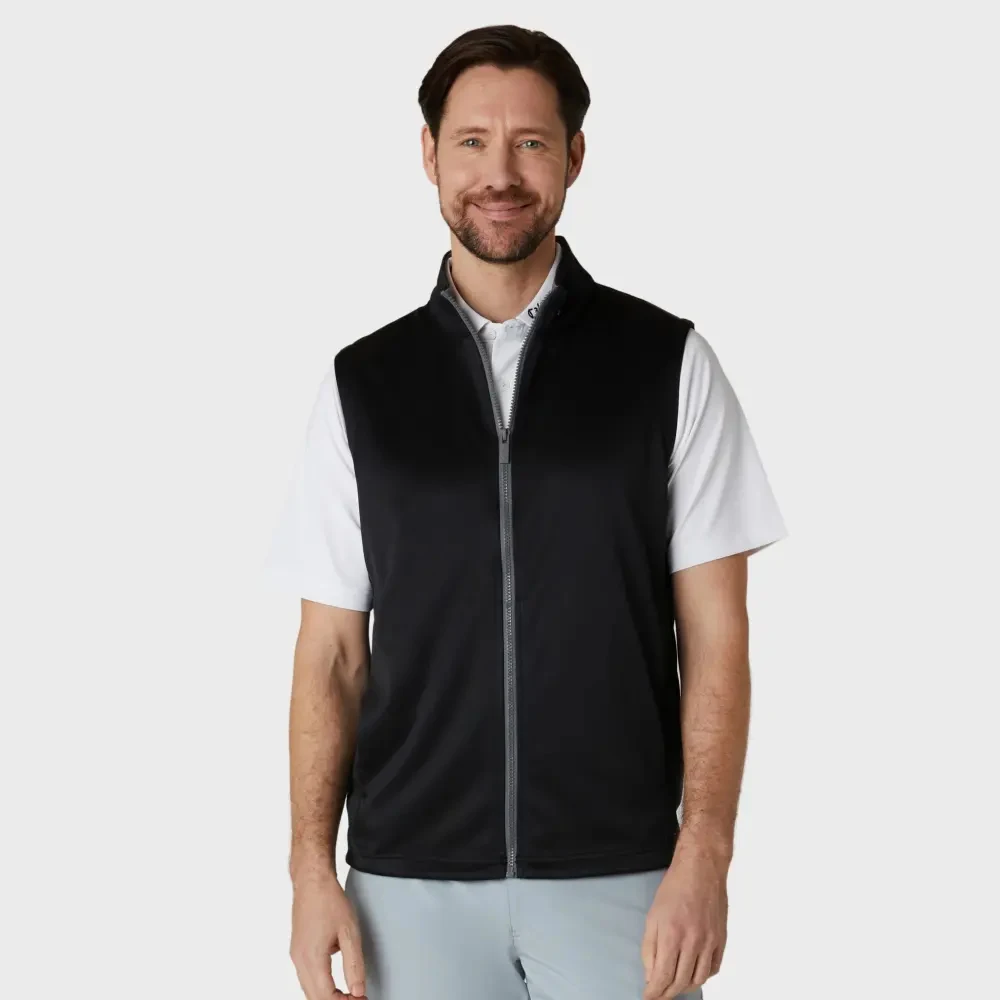 ODM Custom Men's Full Zip Polyester Golf Vest High Quality Breathable Woolen Outer Wear for Casual and Outdoors Use