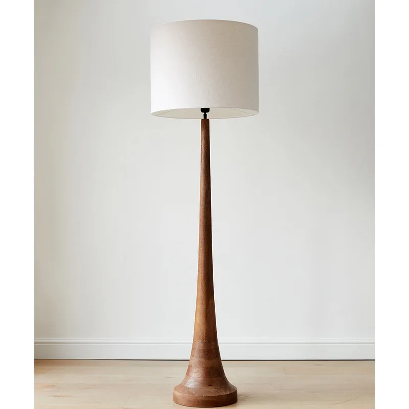 Custom American Retro Simple HotelLEDBedside Bedroom Living Room Study Wooden Fabric Shade Floor Lamp