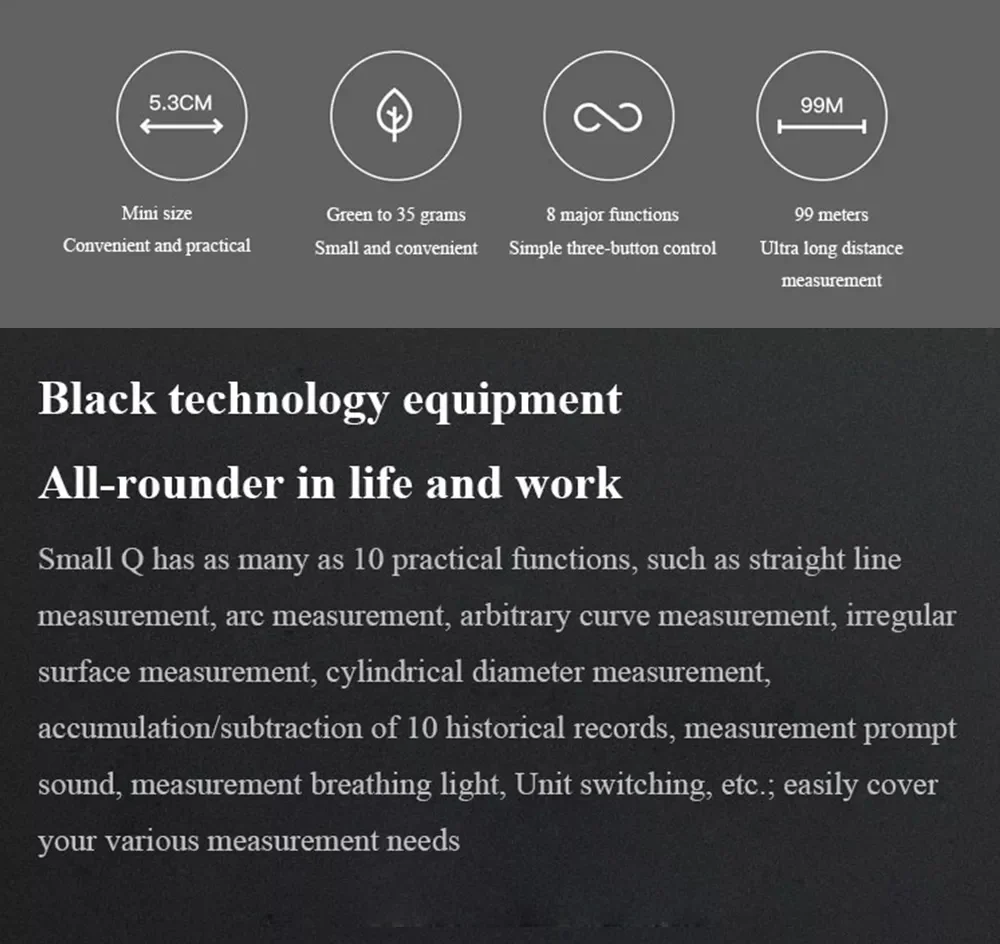 Rechargeable Measuring Tool Electronic Ruler Lcd Hd Screen Rolling