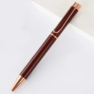 High Quality Luxury Business Gift  Brown Metal Ball Pen with Custom logo Office Supplies Promotion Twist Metal Ballpoint Pen