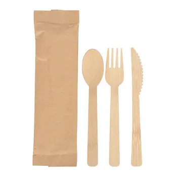 EXW food grade biodegradable 17cm bamboo cutlery set