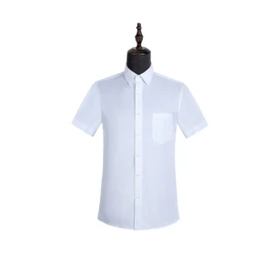 White 60% Cotton Customized Short Sleeved Wholesale Men Formal Dress Shirts Office Business Men's Shirts