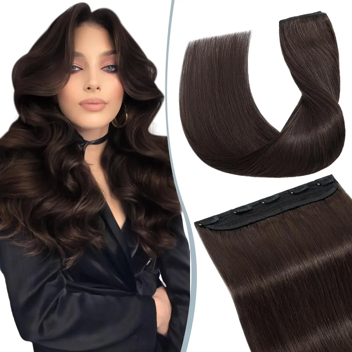 Extensii de păr cu clipsuri drepte, păr uman natural, bătătură completă 3/4, păr mai gros, cu 5 clipsuri, calitate înaltă, pentru femei_voghion.com