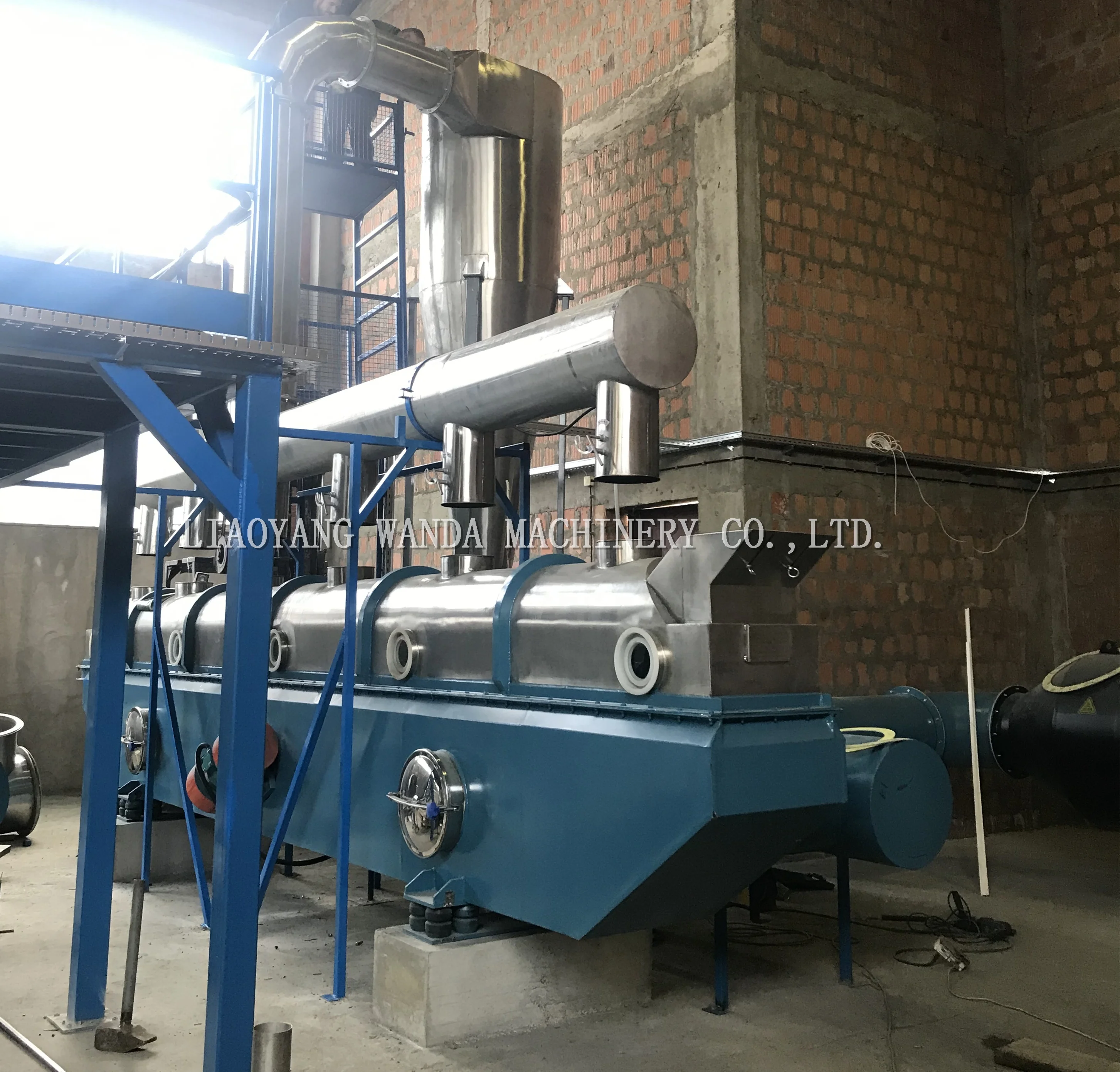 PLC-Controlled PVC Resin and Polyester Drying SUS316L Material Horizontal Continuous Fluidized Bed Dryer