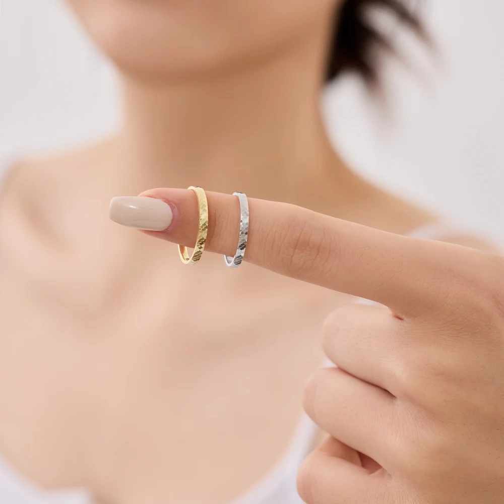 KAKODIY Exquisite Fashion Design Boutique Jewelry Exquisite Thin 925 Sterling Silver Rhodium 14K Gold Plated Ice Surface Thin Women's Ring detail 4