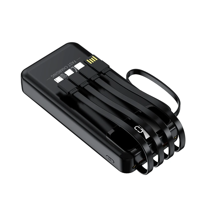 Premium 20000mah Portable Charger With 4 Cables Led Torchlight PD 22.5W  USB-C Output Fast Charging Power Banks