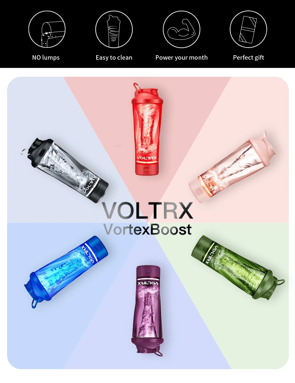 Voltrx 700ml 24oz Protein Electric Shaker Bottle Gym Blender Shaker
