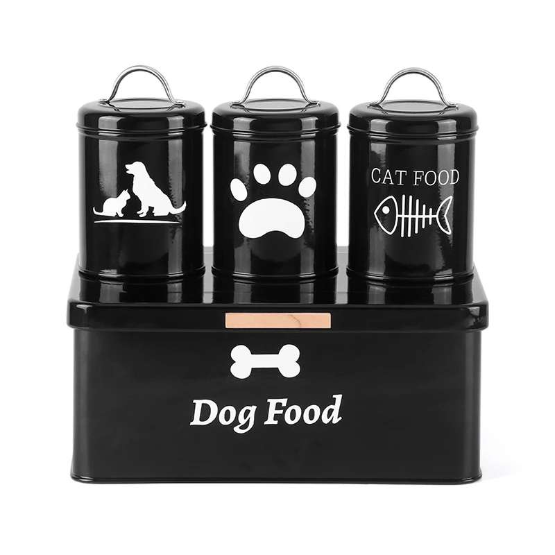Factory Direct Sale Durable Galvanized Iron Storage Containers Set of 4 for Pet Clothes and Pet Food