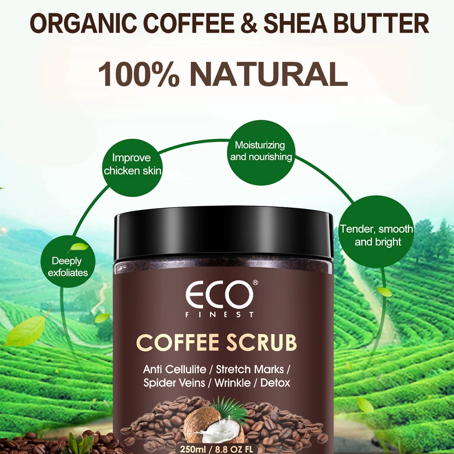 All Natural Body Coffee Scrub For Skin Care,Stretch Marks,Acne