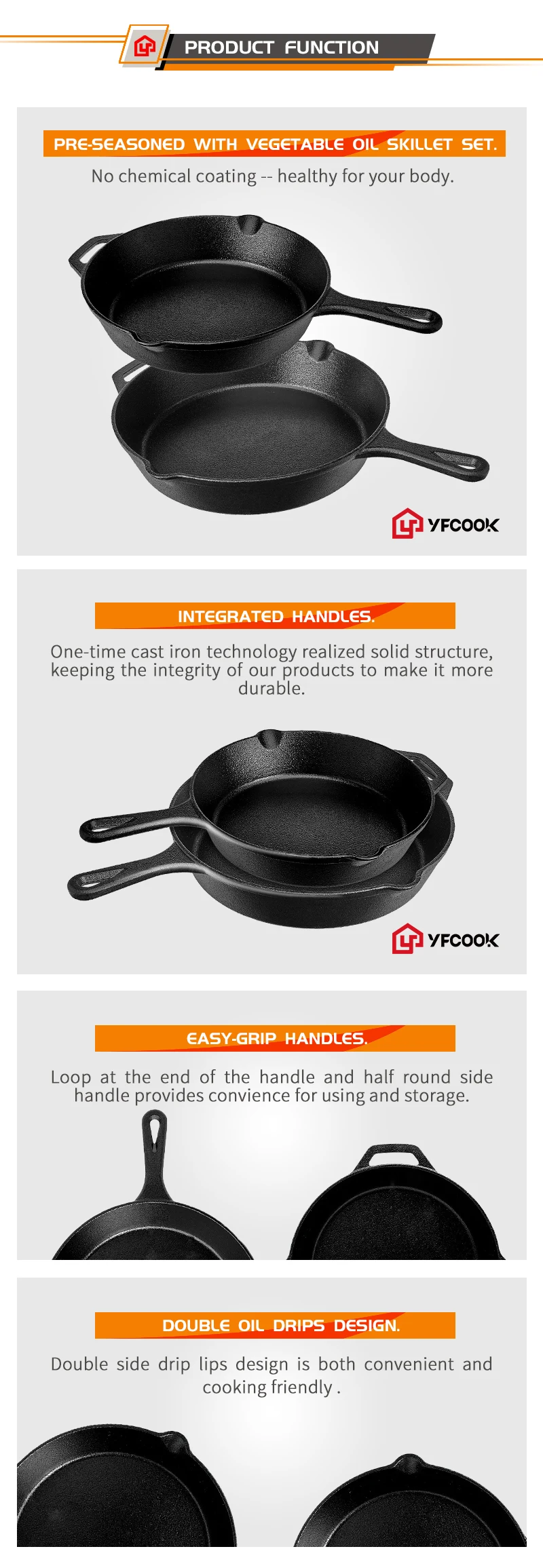 Amazon Best Seller Household Cast iron skillet, cast iron pan, cast iron cookware