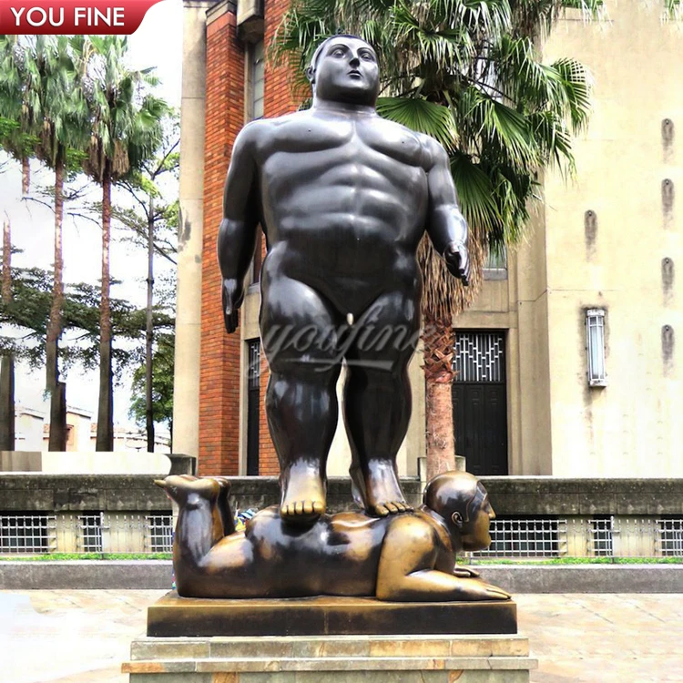 YOUFINE  Custom Botero Style Maternity Statue Cast Bronze Fat Lady and Baby for Medical Center and Garden