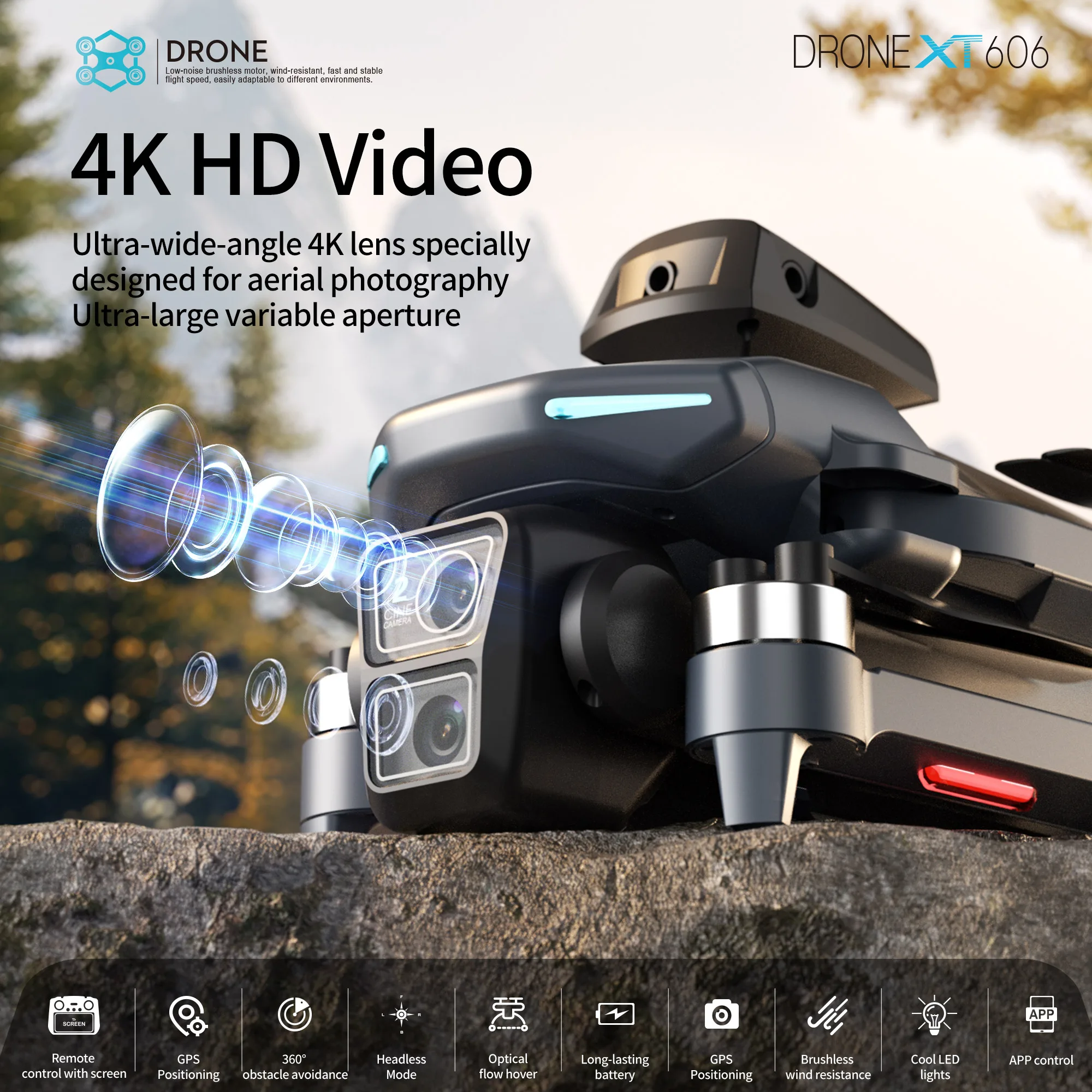 Dron LS-XT6 Con Cámara 4K, Seguimiento De Trayectoria Y Control Por Gestos, Ideal Para Adultos Y Niños