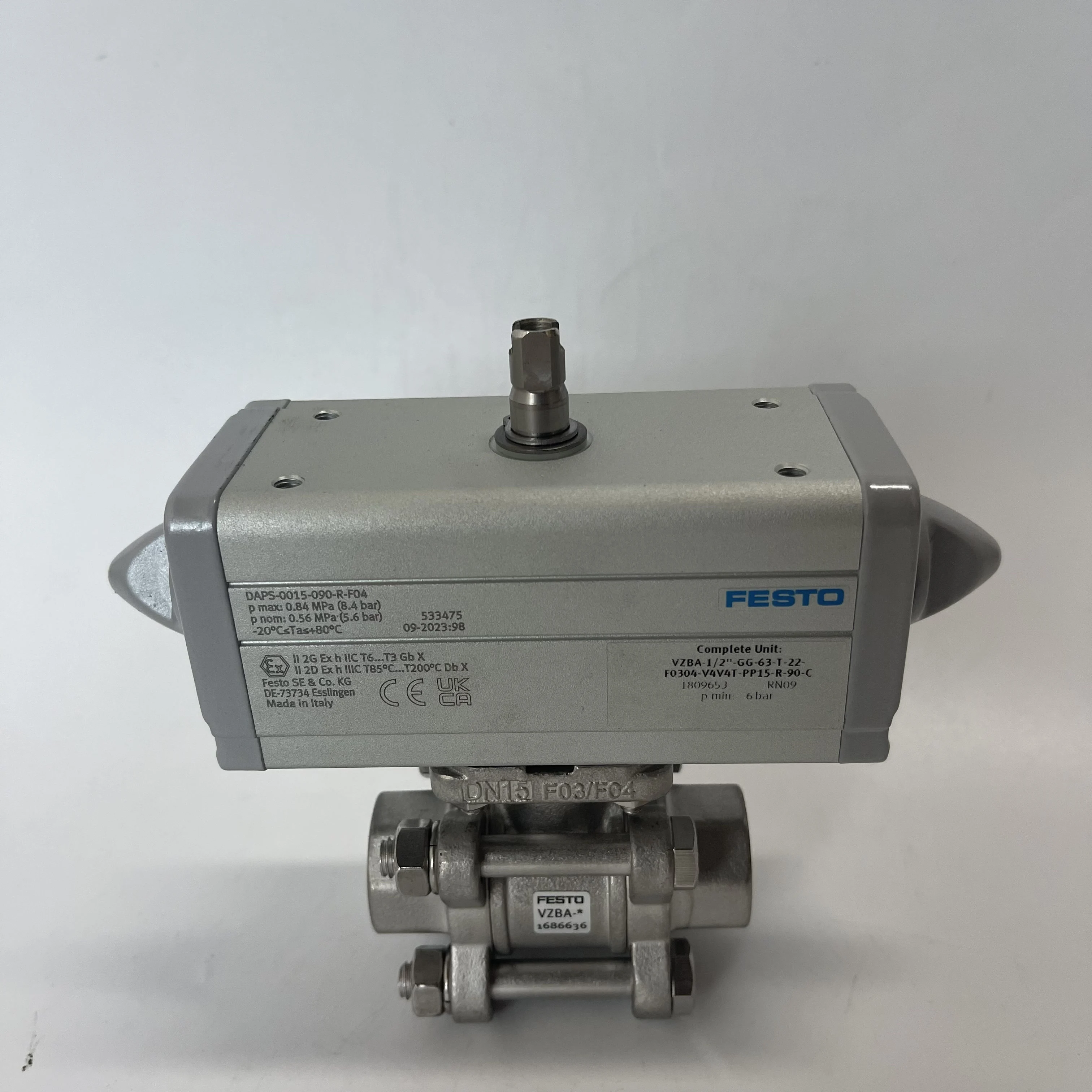 Festo Pneumatic Actuated Ball Valve VZBA-1/2"-GG-63-T-22-F0304-V4V4T-PP15-R-90-C Festo Pneumatic Actuated Ball Valve VZBA-1/2"-GG-63-T-22-F0304-V4V4T-PP15-R-90-C